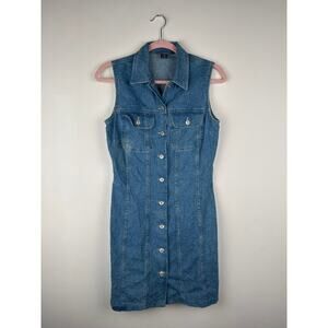 Vintage Old School "Always the Best" 90's Med Wash Denim Dress Sz.4